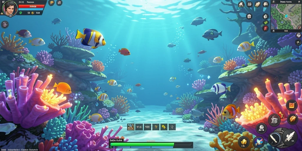 Lingkungan game yang penuh warna dan menarik.